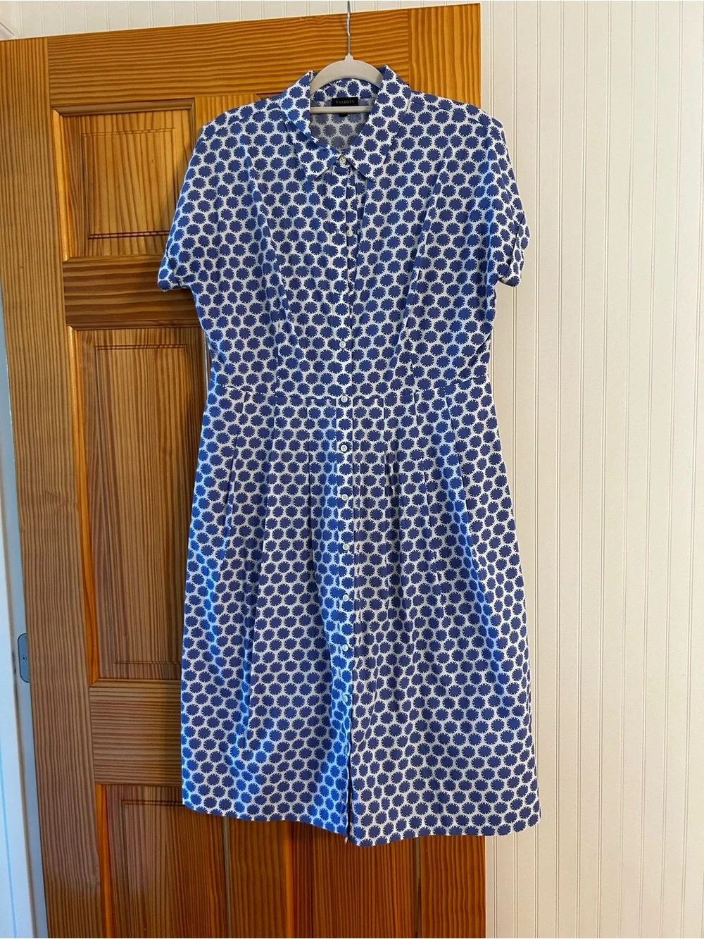 Talbots Blue and White Polka Dot Midi Shirt Dress - Picture 3 of 7